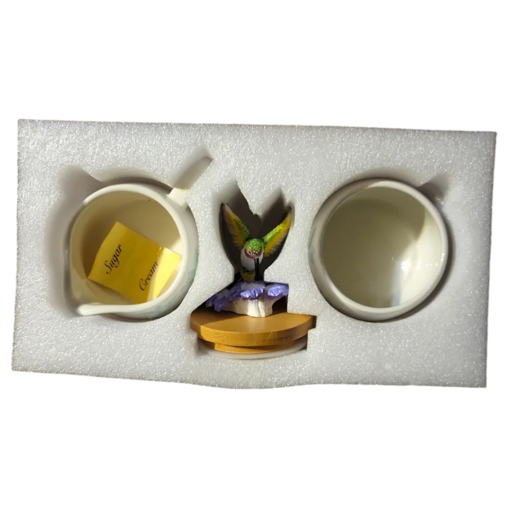 2022 Kitchen Treasures Canister Collection Creamer & Sugar Bowl Hummingbird